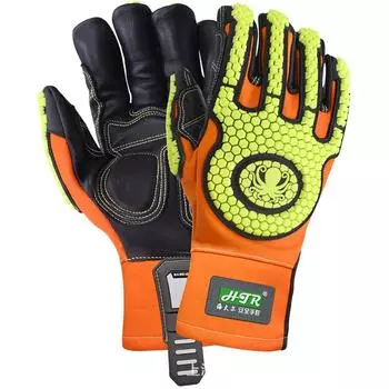 Перчатки для езды на велосипеде из коровьей кожи Gato, перчатки для защиты садоводов, износостойкие садовые перчатки из коровьей кожи Golden, устойчивые к проколам 270-280MM & Safety Cuff & 10 & 10 оранжевый
