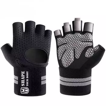Перчатки для фитнеса с половиной пальца для тренажерного зала с поддержкой запястья для мужчин и женщин, тренажер для тренировок по кроссфиту, силовое оборудование для поднятия тяжестей S розовый