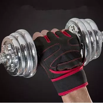 Перчатки для фитнеса, защитные перчатки для мужчин и женщин, оборудование с гантелями, упражнения на турнике, тренировка запястий, подтягивания на полупальцах. S красный