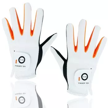 Перчатки для гольфа для детей, детские перчатки для гольфа на обе руки, всепогодные, прочные, 4 цвета, унисекс, 1 пара, SML XL (Средний, Белый) белый