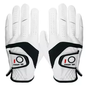 Перчатки для гольфа из комбинации натуральной кожи и синтетической кожи, для защиты от дождя и пота, мужские, кожаные, мягкие, эластичные, дышащие, с нескользящей рукояткой, белый