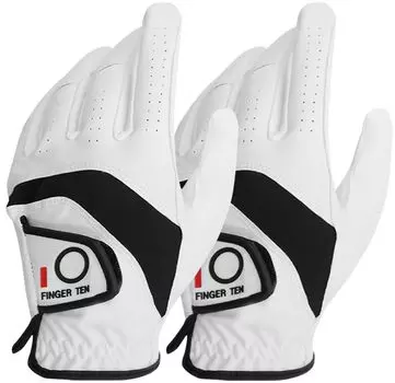 Перчатки для гольфа из комбинации натуральной кожи и синтетики, для защиты от дождя и пота, левые 2 мужские, кожаные, прочные, мягкие, эластичные, дышащие, белый
