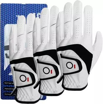 Перчатки для гольфа мужские левые и правые кожаные Value 3 перчатки для гольфа всепогодные перчатки подходят для правой и левой руки гольфиста 22 23 24 25 26 27 см для