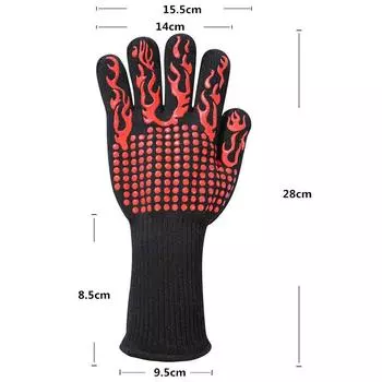 Перчатки для гриля LMETJMA 1472° F (800°С) Сверхжаропрочные перчатки для барбекю, прихватки для духовки, нескользящие силиконовые перчатки для выпечки KC0284