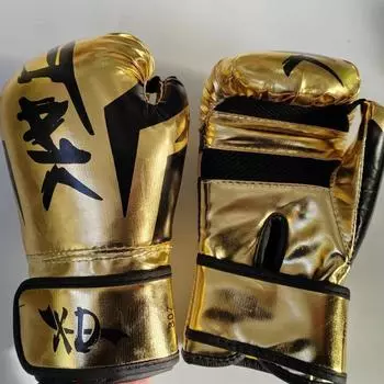 Перчатки для кикбоксинга для мужчин и детей, тренировочные перчатки для бокса ММА, противоскользящие дышащие перчатки для боев, оборудование для тайского бокса 6oz чёрный