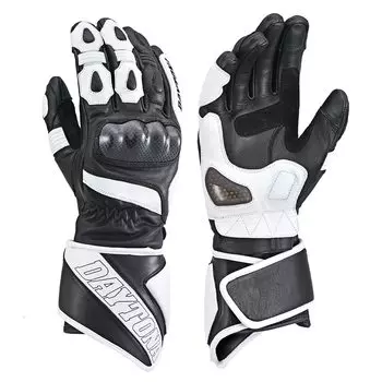 Перчатки для мотоциклистов Daytona из натуральной кожи с защитой от углеродного волокна, совместимые со смартфоном, все виды спорта, длинные перчатки, размер L 15833 Весна/Лето/Осень/Зима (Козел белый