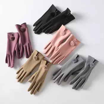 Перчатки для мячей из немецкого бархата с кроличьим мехом и сенсорным экраном, женские теплые перчатки для езды на велосипеде, женские бархатные перчатки для езды на велосипеде average size серый