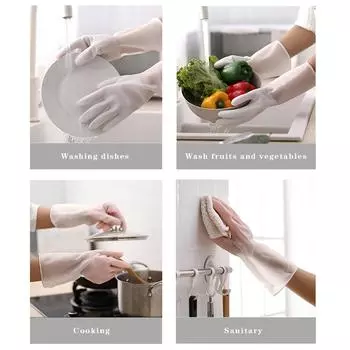 Перчатки для мытья посуды Кухонные перчатки Резиновые перчатки Инструменты для мытья посуды Бытовые перчатки M розовый