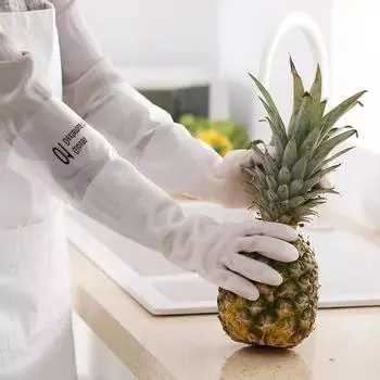 Перчатки для мытья посуды с флисом Кухонные прочные водонепроницаемые нитриловые перчатки для стирки одежды с утолщением Бытовые перчатки для уборки M