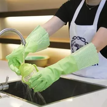 Перчатки для мытья посуды Тонкий резиновый латекс Длинная и короткая кухонная посуда Мытье одежды, которую нелегко сломать Резина Резина Пластик Уборка по дому four sets