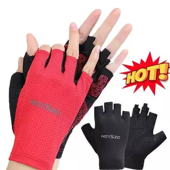 Перчатки для походов на открытом воздухе, мотоциклов, спортзала, нескользящие, унисекс, перчатки с половиной пальцев, ударопрочные перчатки без пальцев, велосипедное снаряжение, лето M чёрный