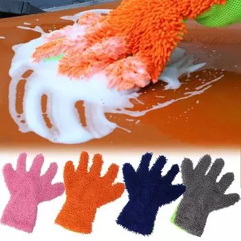 Перчатки для протирки автомобиля Универсальные перчатки для чистки автомобиля Двусторонние перчатки для протирки автомобиля из кораллового бархата Уход за кузовом автомобиля Многофункциональные перчатки для мытья