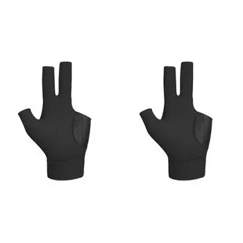 Перчатки для пула с тремя пальцами, дышащие перчатки для бильярда, левая рука (Черные левые) #C