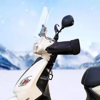 Перчатки для руля мотоцикла, ветрозащитные, зимние, велосипедные, грелки для рук, муфты для руля скутера, снегохода, флисовые мотоаксессуары чёрный