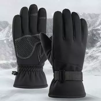 Перчатки для сенсорного экрана с добавлением бархата для защиты от ветра и жары для катания на лыжах и альпинизма New Frost XL чёрный