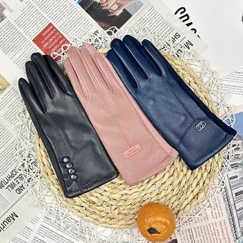 Перчатки для сенсорных экранов из протеиновой искусственной кожи, замшевые, женские, флисовые, утолщенные, теплые перчатки для велоспорта розовый