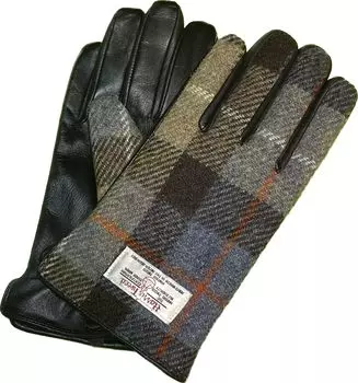 Перчатки для смартфона из шерсти и овечьей кожи Harris HarrisTweed Sheep Leather Gloves Pattern [Ivy] 100% твид/мужские (Проверено (коричневый))