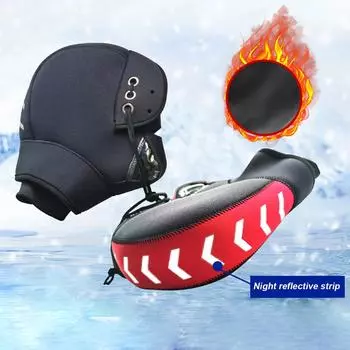 Перчатки для снегоходов Водонепроницаемые рукоятки для мотоциклов Рукавицы Ветрозащитные перчатки для езды на мотоциклах Скутерах Квадроциклах чёрный