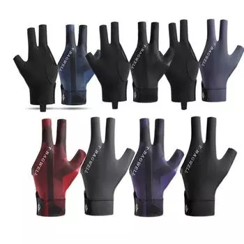 Перчатки для снукера Бильярд 3 Левая рука с тремя пальцами Открытый кий Перчатка для быстрого пула чёрный