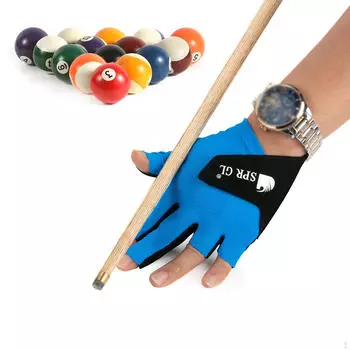 Перчатки для снукера с 5 пальцами, нескользящие перчатки для бильярдного кия, перчатки синий