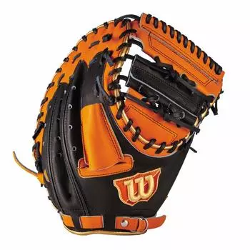 Перчатки для софтбола Wilson The Wannabe Hero 3S Type для ловцов WTASWT3SZ2090R оранжевые x черные 3S Type основной палец и мизинец закрыты сзади для защиты