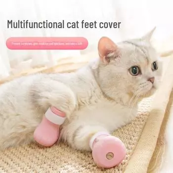 Перчатки для ухода за кошками и чехлы для когтей: Перчатки против царапин, чехлы для когтей собак, обувь для купания кошек, удерживающие сумки для кошек 4-Pack мятный зеленый