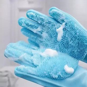 Перчатки для ванны для собак, щетка для кошек, силиконовая массажная щетка для ванны, артефакт, натирание собак, принадлежности для ванны Daquan, чистые предметы для домашних животных синий