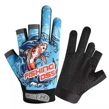 Перчатки для верховой езды на открытом воздухе, Нескользящие мужские дышащие перчатки для рыбалки с тремя пальцами