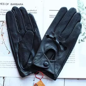 Перчатки для вождения из кожи для женщин, однослойные, без подкладки, тонкие, полые, для езды на велосипеде, перчатки для вождения на открытом воздухе, бесплатная доставка 6 1/2 темно-синий