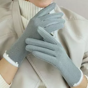 Перчатки для вождения с защитой от холода Pearl, утолщенные перчатки с раздельными пальцами, роскошные стильные перчатки для женщин Style 1