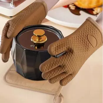 Перчатки для выпечки в духовке Силиконовые перчатки Термостойкие, противоожоговые и нескользящие Кухонные принадлежности для выпечки в микроволновой печи Десерты