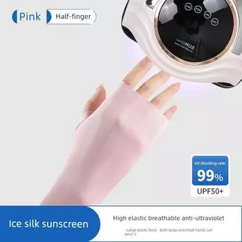 Перчатки для защиты от солнца для нейл-арта, устойчивые к УФ-излучению, защищающие от почернения, радиационно-стойкие, перчатки от загара, защитные, без пальцев, легкие, для ногтей, полупальцы [Half finger] cherry powder One size