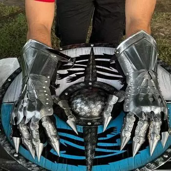 Перчатки Доспехи Рукавицы Хэллоуин Косплей Аксессуары Хэллоуин Ролевые Костюмы Ларп Доспехи Стальные Перчатки