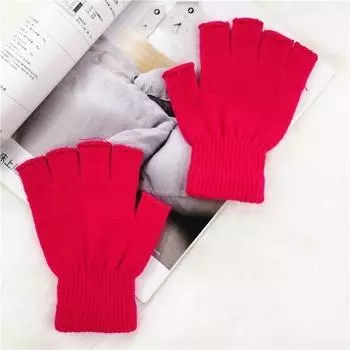 Перчатки Half Finger Magic Варежки Зимние Теплые Вязаные Без Пальцев Женские Мужские Аксессуары чёрный