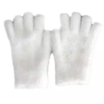 Перчатки Искусственный мех норки Мех кролика Вязаные повседневные перчатки Пряжа белый