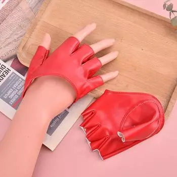 Перчатки из искусственной кожи без пальцев для готической панк-рок Лолиты Харадзюку, сценической вечеринки красный