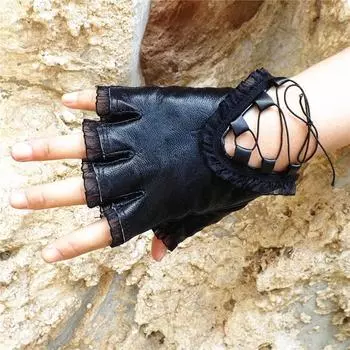 Перчатки из искусственной кожи без пальцев для зимних перчаток, брендовые варежки Luvas, женские перчатки чёрный