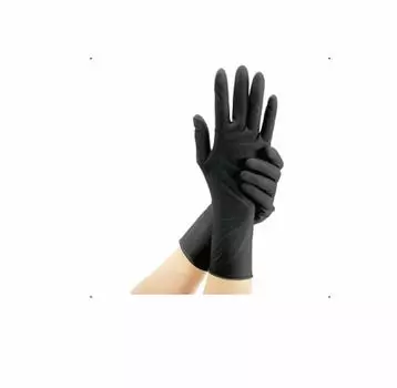 Перчатки из латекса с перьями из шелка, черные, 50 штук, M дюймов 7,5-8,0 (Низкий) чёрный