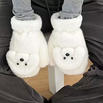 Перчатки из мультяшного щенка, теплые варежки для игрушечного пуделя, модные перчатки для верховой езды коричневый