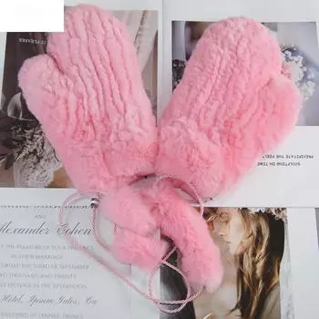 Перчатки из натурального меха кролика Рекс, эластичные, женские, зимние, вязаные, из натурального меха кролика, перчатки для улицы, из натурального меха Good Elastic