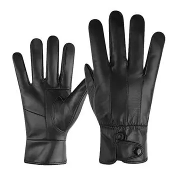 Перчатки из натуральной кожи для мужчин и женщин, на все пальцы, бархатные, утолщенные, теплые, из овчины, для активного отдыха, катания на лыжах и велосипеде, мотоциклов average size