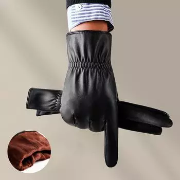 Перчатки из натуральной кожи для мужчин на осень и зиму, а также бархатные теплые перчатки из овчины L