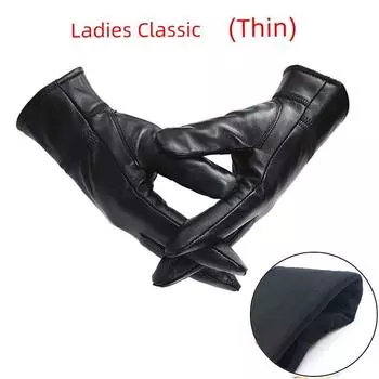 Перчатки из натуральной кожи Мужские Женские Перчатки из овчины Для велоспорта и вождения На флисовой подкладке Утепленные Сохраняющие тепло Мотоциклетные Тонкие Зимние Ladies Classic (thin) M