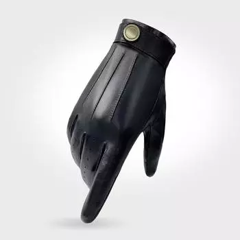 Перчатки из натуральной овчины мужские тонкие сенсорные экраны для вождения мотоцикла локомотива красивый Бонд Призрак вечеринка M чёрный