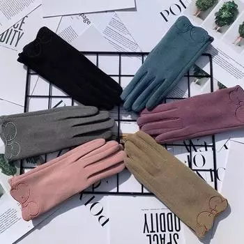 Перчатки из немецкого бархата с термовышивкой в виде бабочки, утолщенные бархатные перчатки для езды на открытом воздухе с сенсорным экраном для женщин One Size озеро синий