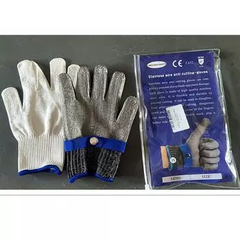 Перчатки из нержавеющей стали, устойчивые к порезам, рабочие защитные перчатки из железа, металлические сетчатые рабочие перчатки для защиты от порезов для мясника M