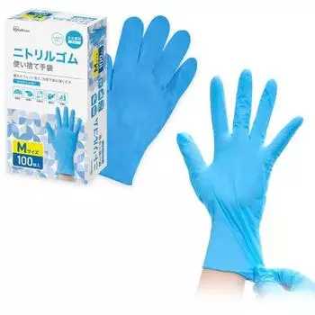 Перчатки из нитрилового каучука Iris Ohyama, размер M, 100 шт., одноразовые, большой емкости, без пудры, для использования слева и справа, маслостойкие, термостойкие,