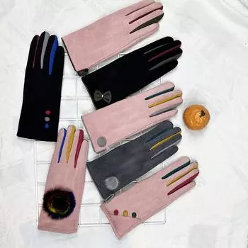 Перчатки из оленьей кожи, флисовые, женские, для велоспорта, для студентов, теплые, ветрозащитные перчатки