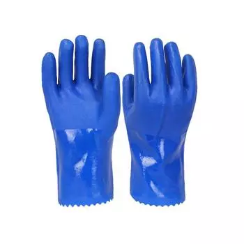 Перчатки из ПВХ промышленные резиновые противоскользящие утолщенные антикоррозионные химически износостойкие водонепроницаемые перчатки для защиты труда XL(for 176cm) синий