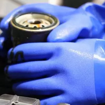 Перчатки из ПВХ промышленные резиновые противоскользящие утолщенные антикоррозионные химически износостойкие водонепроницаемые перчатки для защиты труда M(for 160-168cm) синий